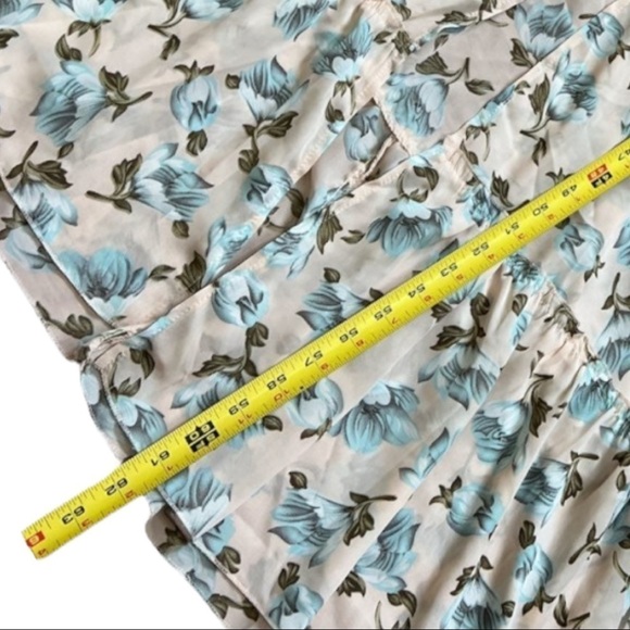 SOIEBLU WOMEN’S MAXI SLIT FLORAL RUFFLE HALTER V NECK PINK DRESS SIZE L - Picture 13 of 13